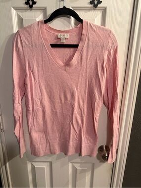LOFT Pale Pink V-Neck Lightweight Sweater